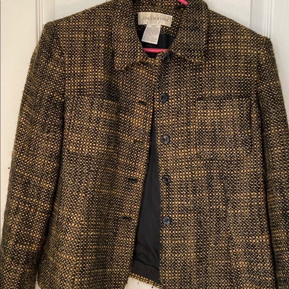 Vintage Jones New York Black and Gold Tweed Jacket - Picture 5 of 10